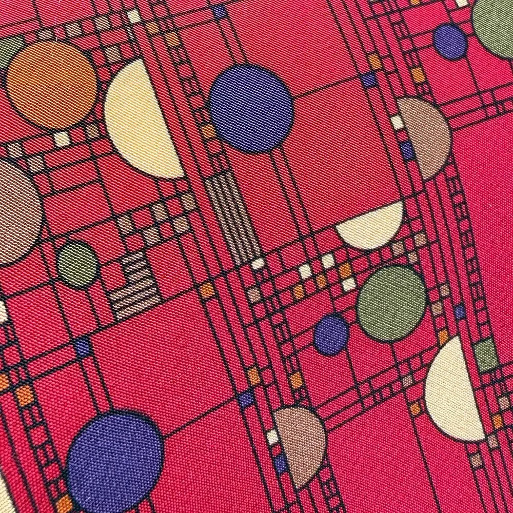 Vintage 90s Frank Lloyd Wright Red 100% Silk Confetti Coonley Playhouse Tie